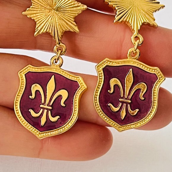 Vintage Classic Chunky Ocean Star Marine Charm Earrings, 18K Gold Plated - Picture 3 of 5